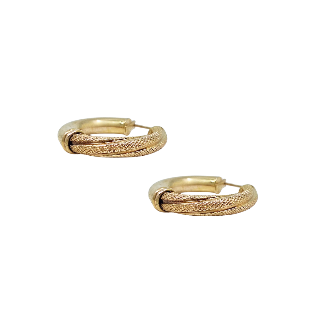 9ct Yellow Gold Pattern Tube Hoops