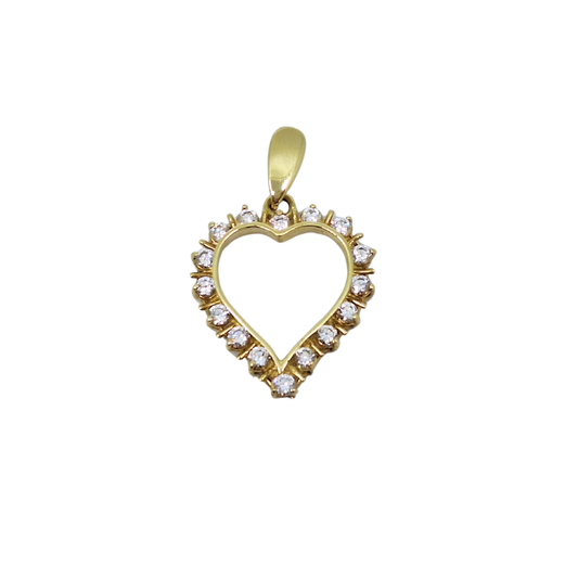 9ct Yellow Gold CZ Heart Pendant