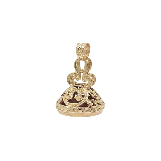 9ct Yellow Gold Carnelian Fob Charm/ Pendant