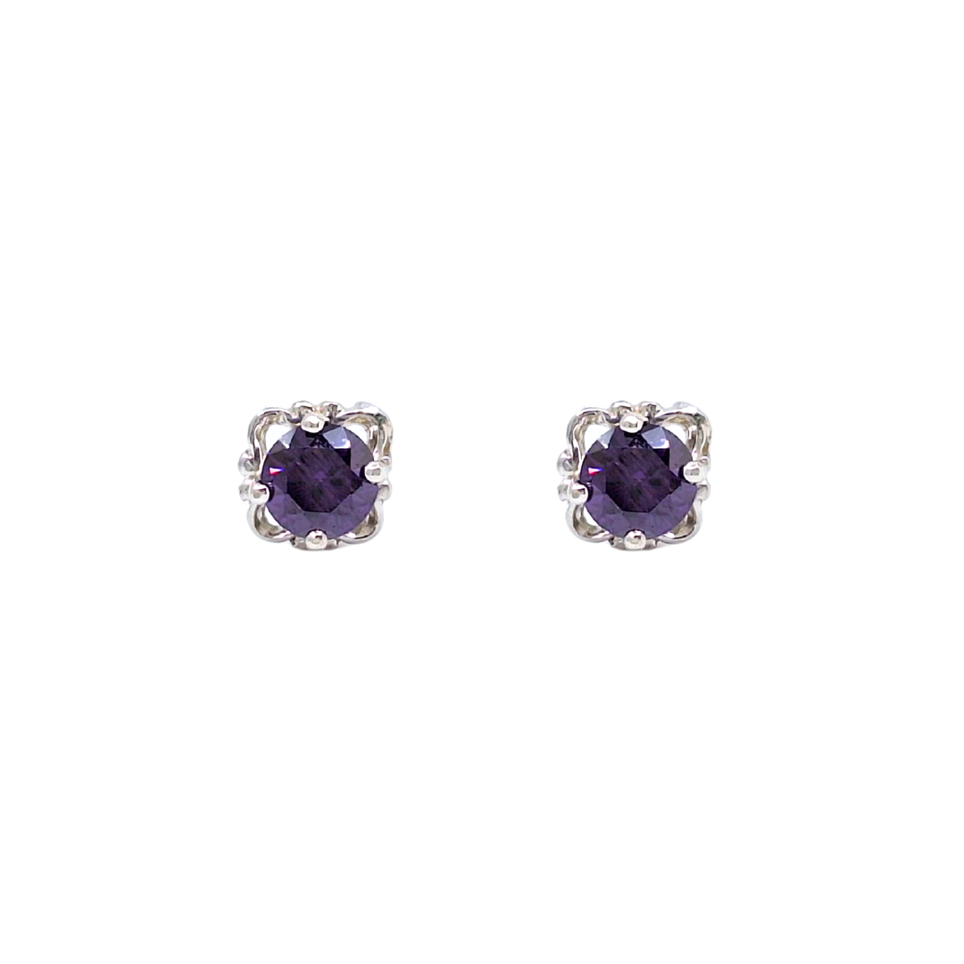 9ct White Gold Amethyst Earrings