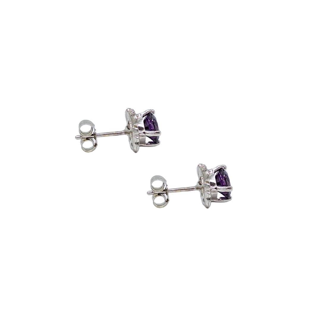 9ct White Gold Amethyst Earrings