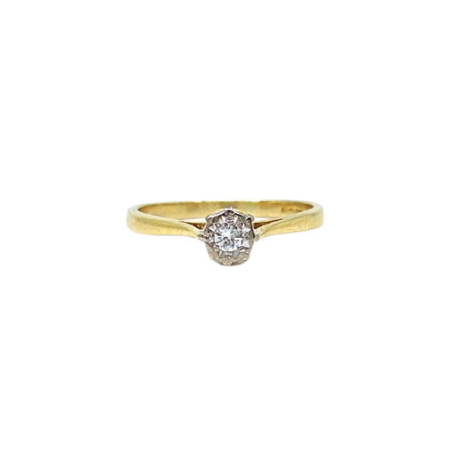 18ct Yellow Gold Diamond Illusion Set Solitaire Ring