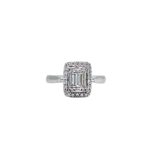 9ct White Gold Diamond Halo Cluster Ring 0.49ct