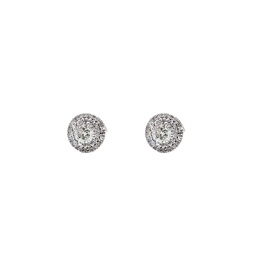 14ct White Gold Diamond Cluster Earrings