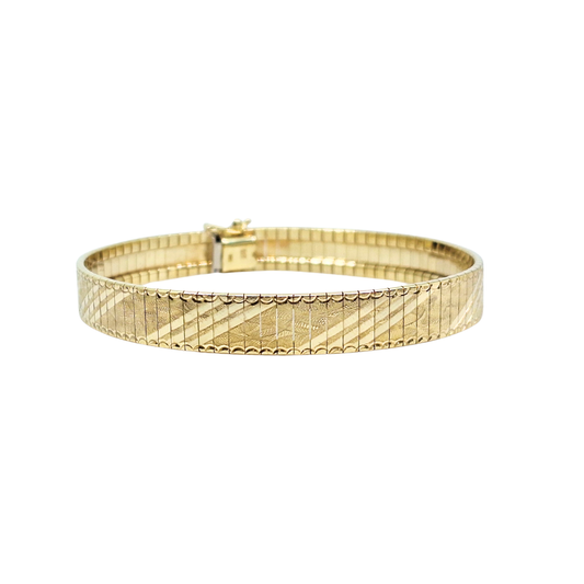9ct Yellow Gold Flat Link Textured Bracelet 7 1/4"