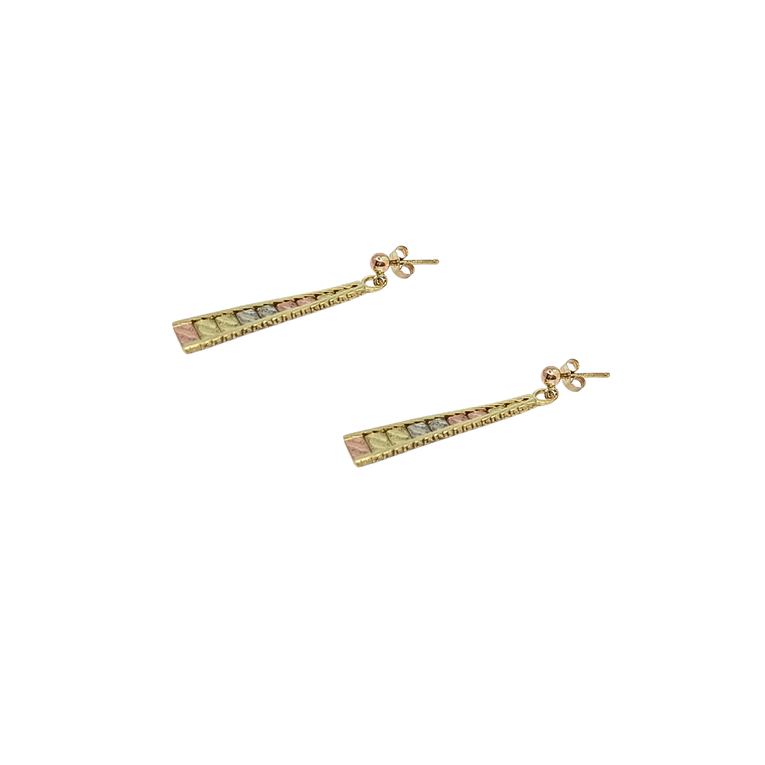 9ct Three Colour Gold Necklace & Earrings Set