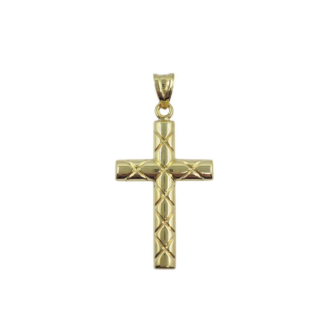 9ct Yellow Gold Hollow Patterned Cross Pendant