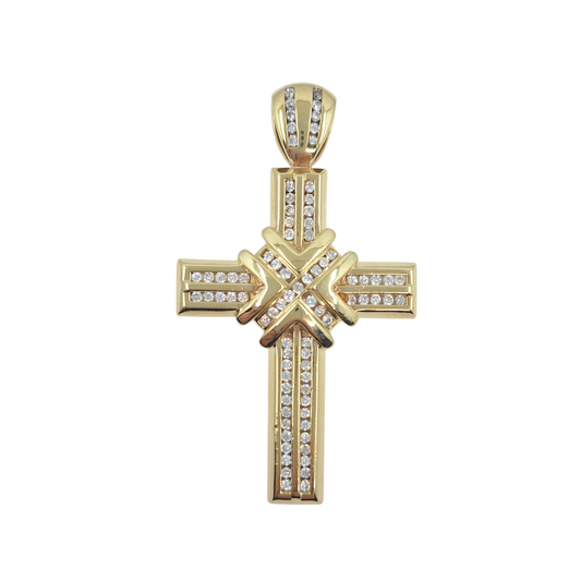 9ct Yellow Gold Cz Cross Pendant