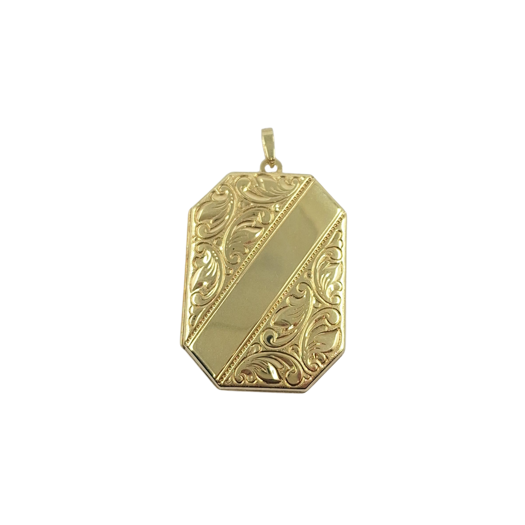 9ct Yellow Gold Beveled Rectangle Patterned Locket