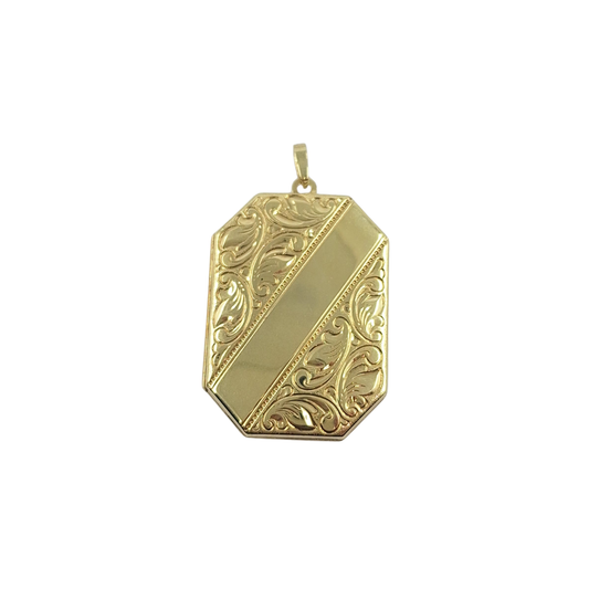 9ct Yellow Gold Beveled Rectangle Patterned Locket