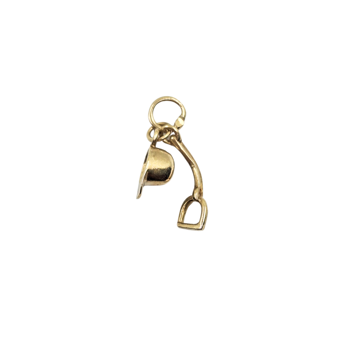 9ct Yellow Gold Riding Hat & Stirrup Charm
