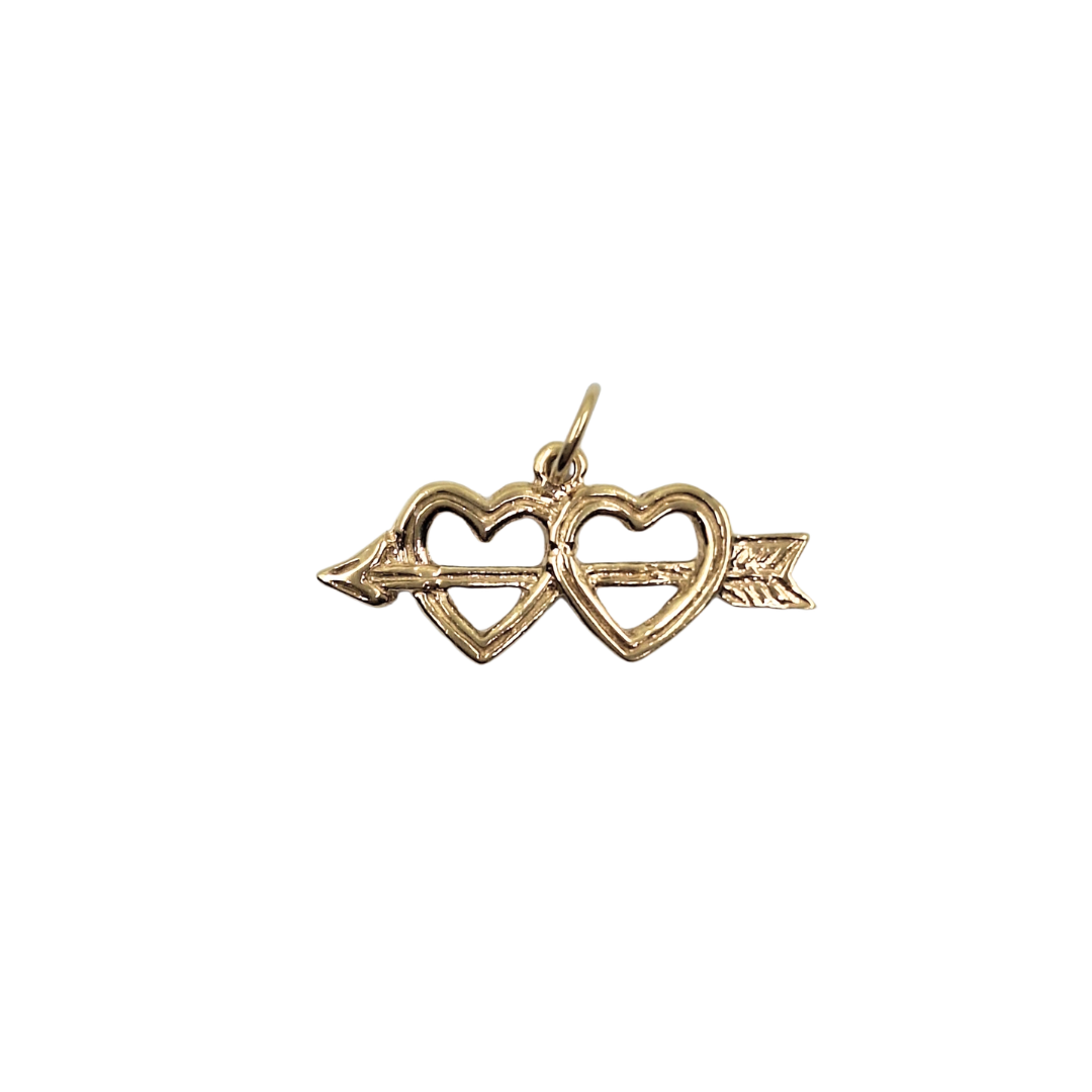 9ct Yellow Gold 2 Heart Charm