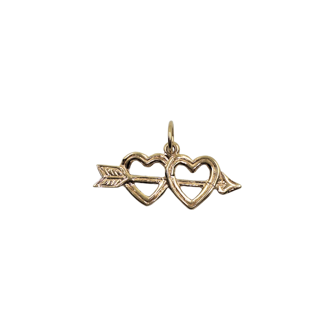 9ct Yellow Gold 2 Heart Charm
