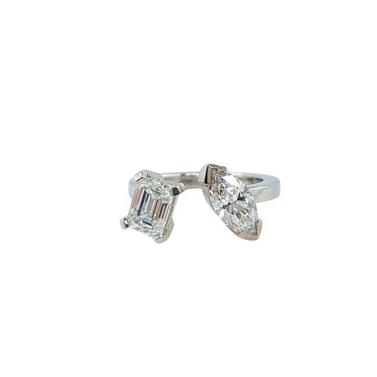 Platinum Emerald & Marquise Lab Diamond Ring 2.40ct