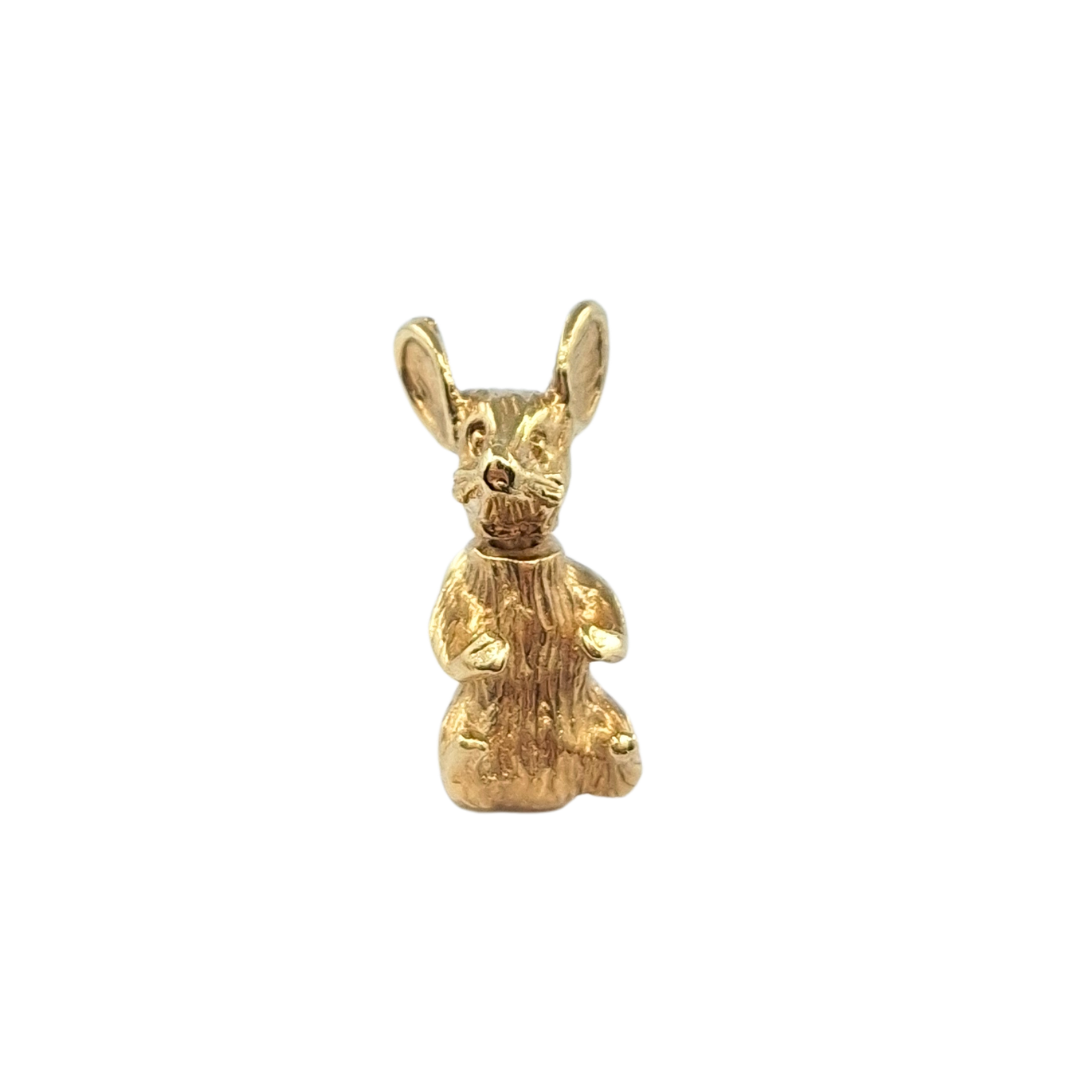 9ct Yellow Gold Solid Mouse Charm Moving Head And Tail