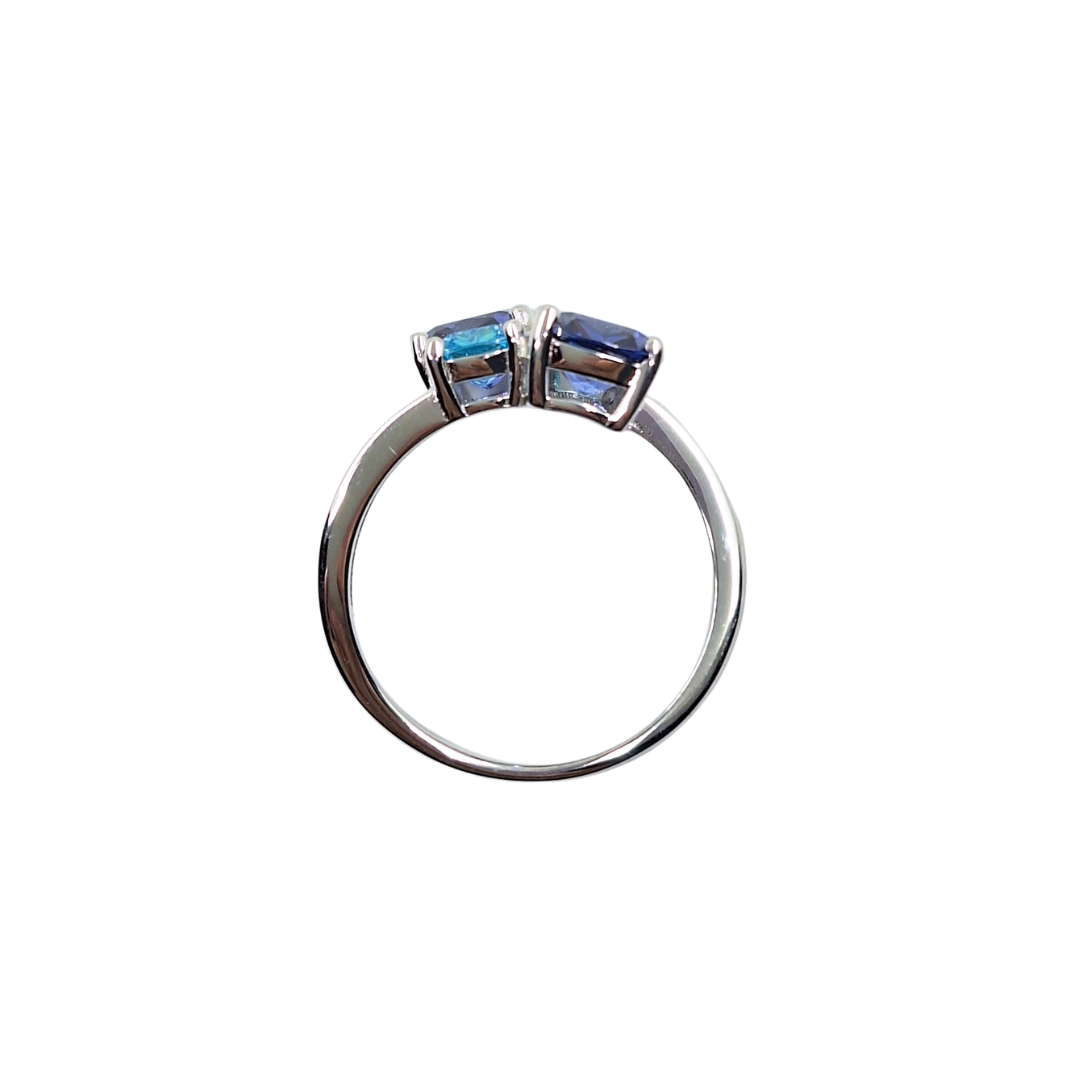 Silver Blue & Purple Cubic Zirconia Ring