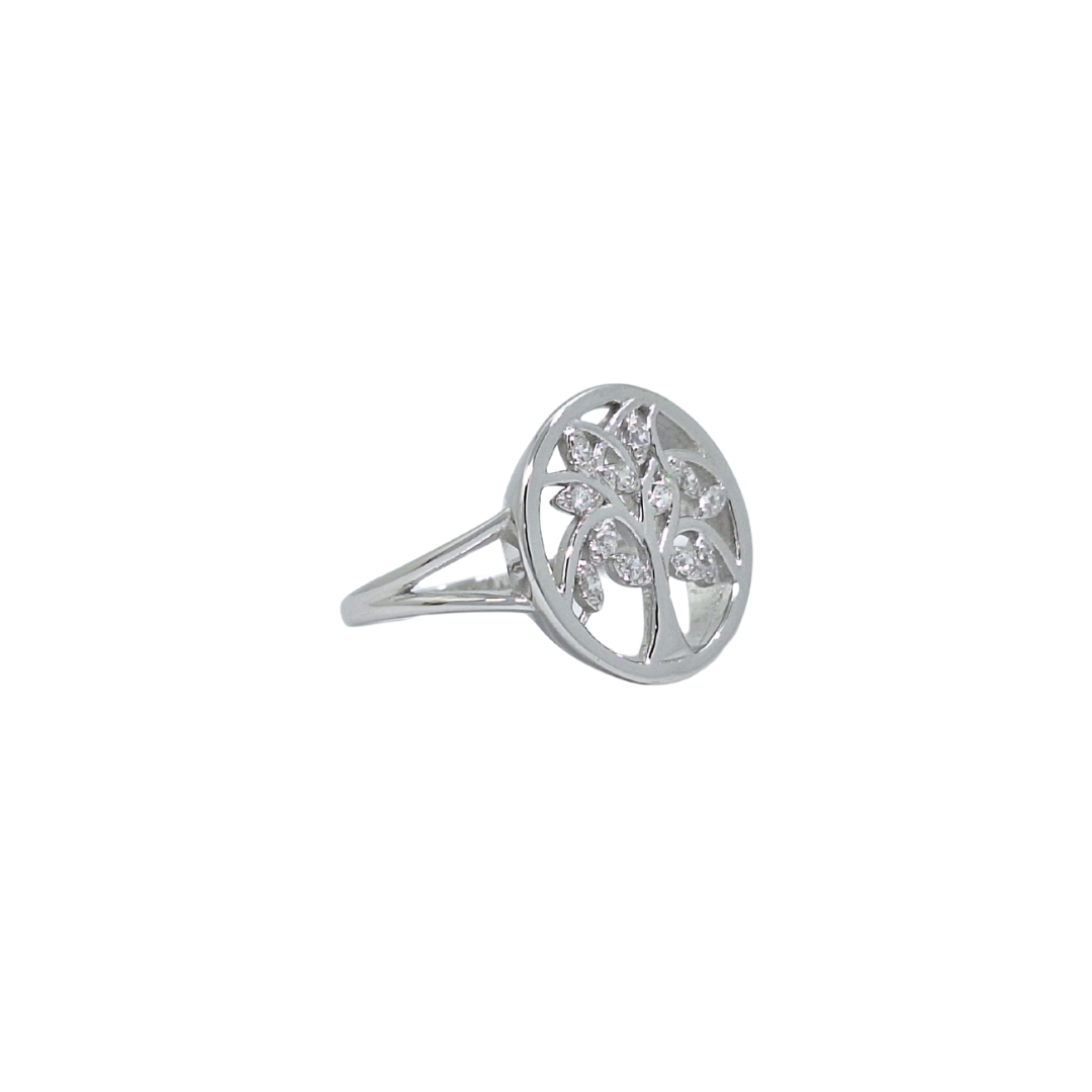 Silver CZ Tree of Life Ring