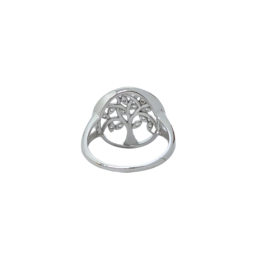 Silver CZ Tree of Life Ring