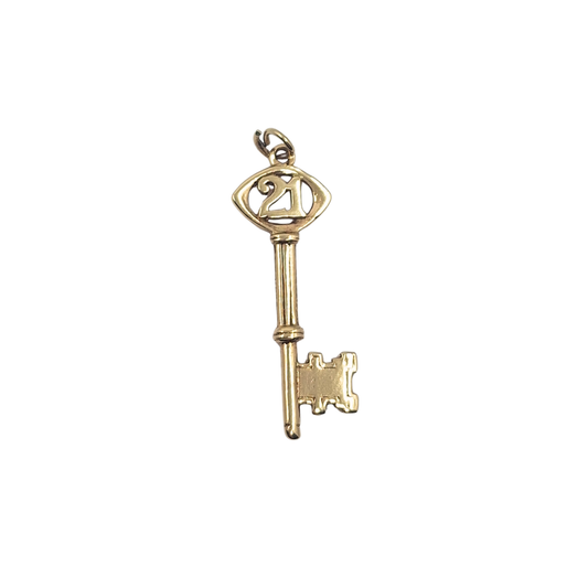 9ct Yellow Gold Solid 21 Key Charm