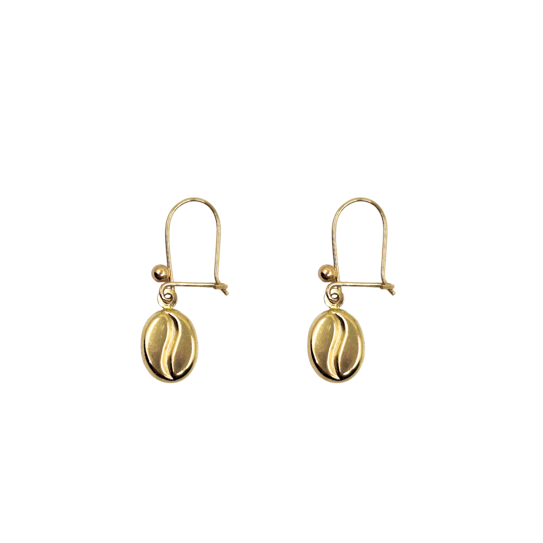 9ct Yellow Gold Coffee Bean Drop Earrings