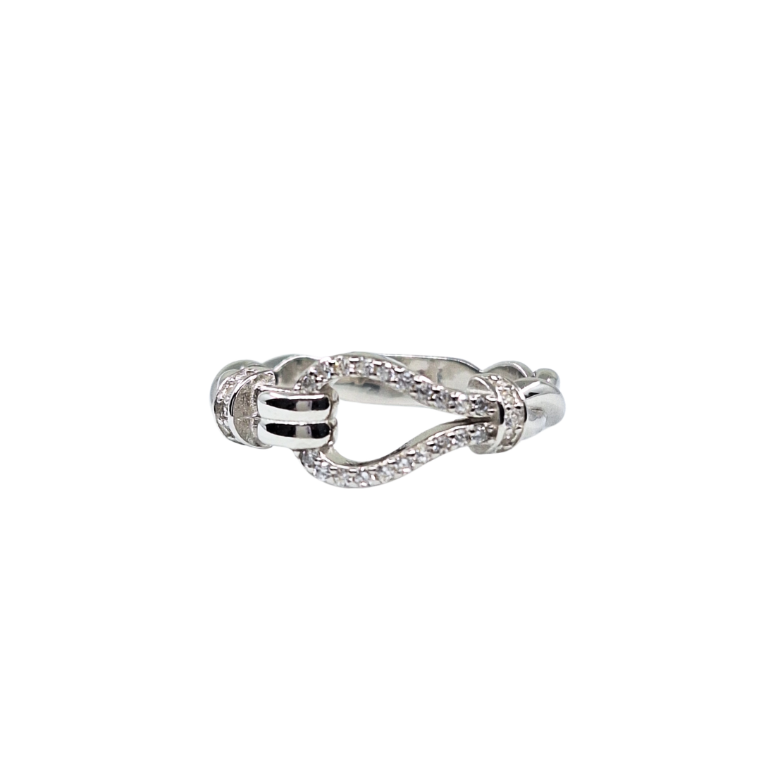 Silver Cubic Zirconia Hook Ring