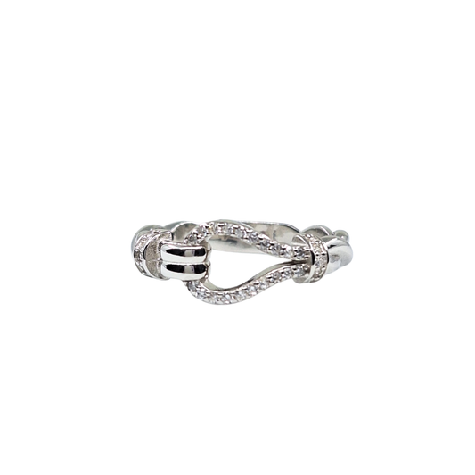 Silver Cubic Zirconia Hook Ring