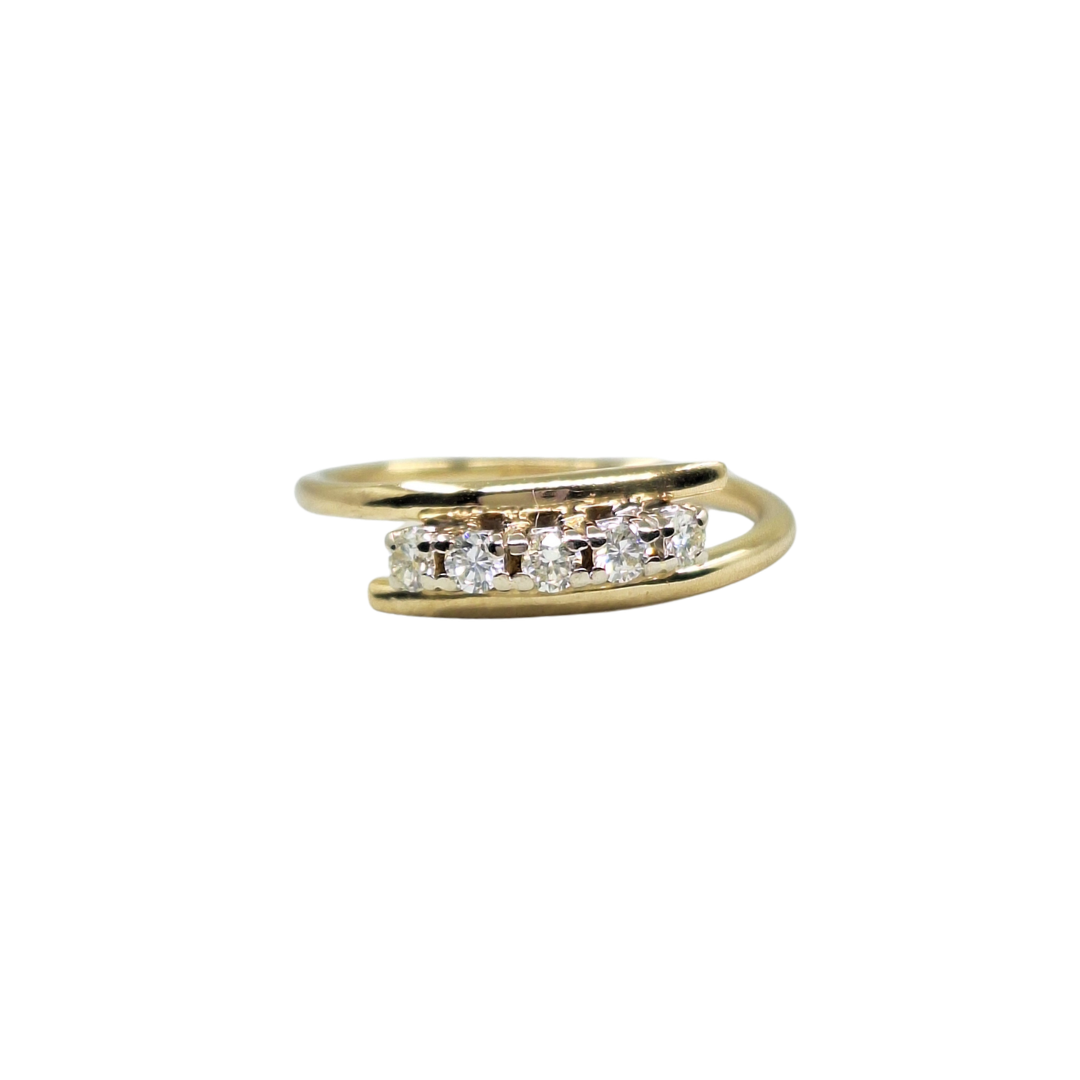 14ct Yellow Gold Diamond 5 Stone Crossover Ring