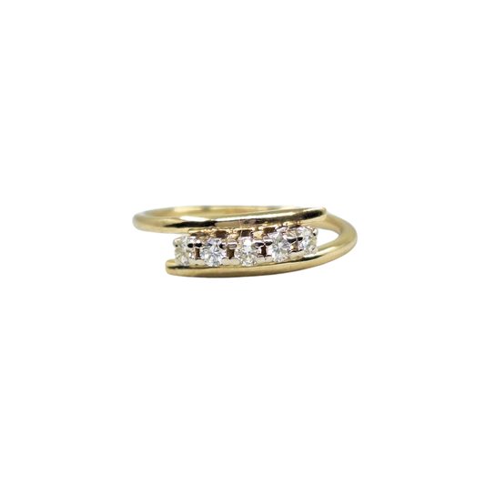 14ct Yellow Gold Diamond 5 Stone Crossover Ring