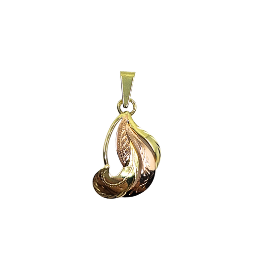 14ct 2 Colour Gold Drop Pendant