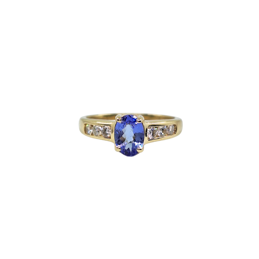 14ct Yellow Gold Tanzanite & Diamond Ring