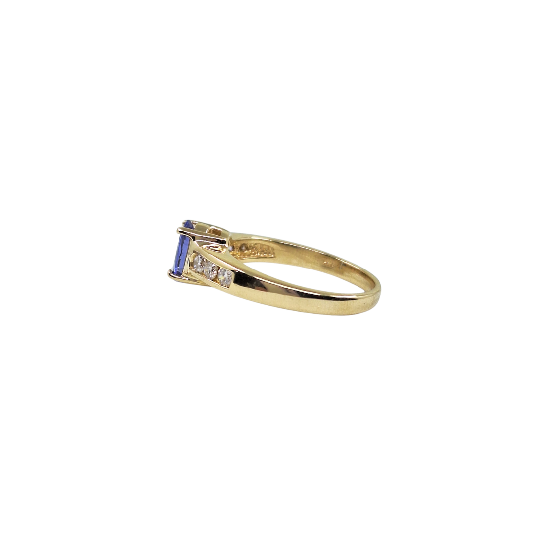 14ct Yellow Gold Tanzanite & Diamond Ring