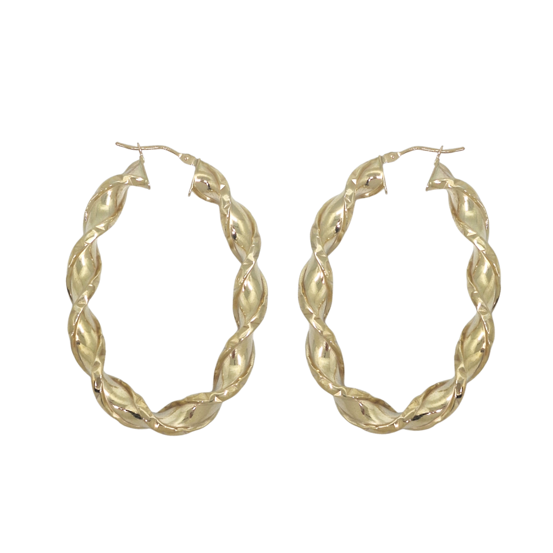 9ct Yellow Gold Oval Twist Creoles