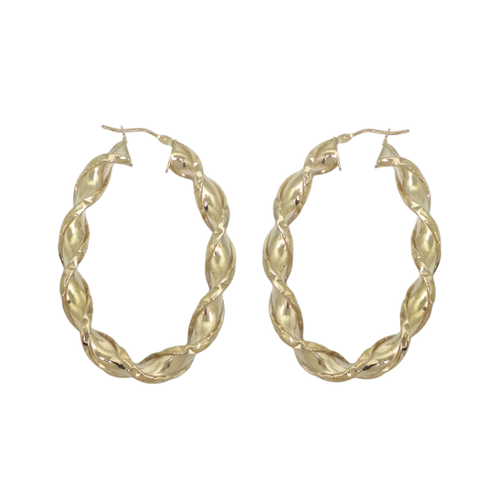 9ct Yellow Gold Oval Twist Creoles