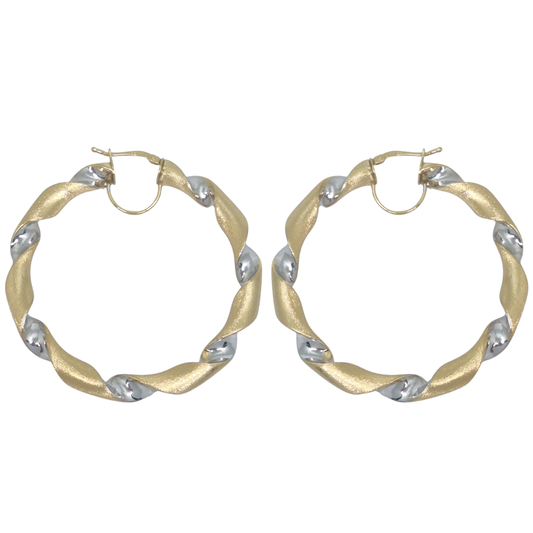 9ct Two Colour Gold Ribbon Twist Creoles