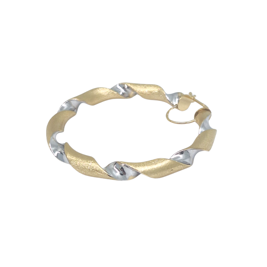 9ct Two Colour Gold Ribbon Twist Creoles