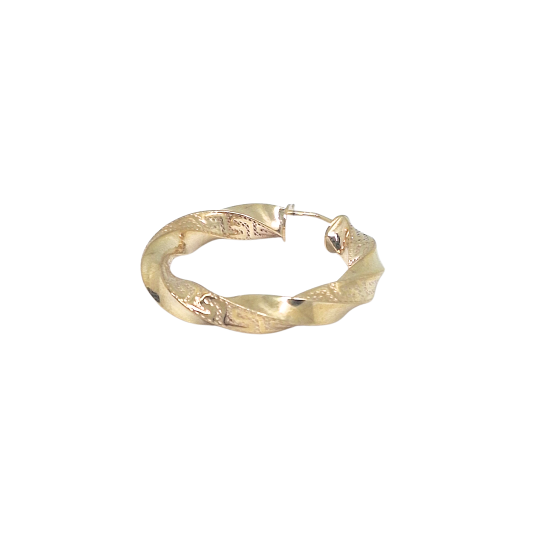9ct Yellow Gold Greek Key Twist Creoles