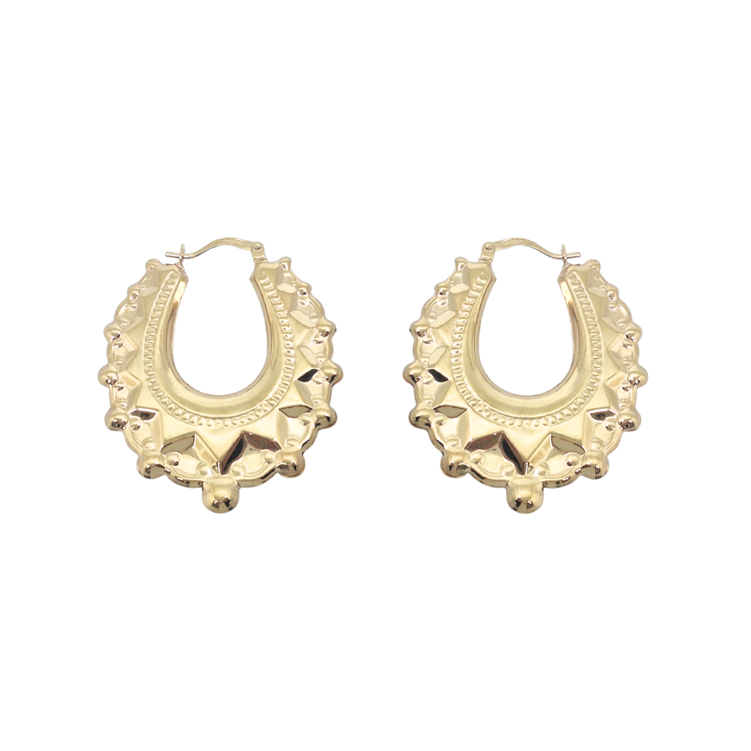 9ct Yellow Gold Gypsy Spike Creole Earrings