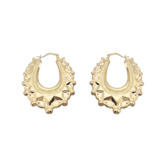 9ct Yellow Gold Gypsy Spike Creole Earrings