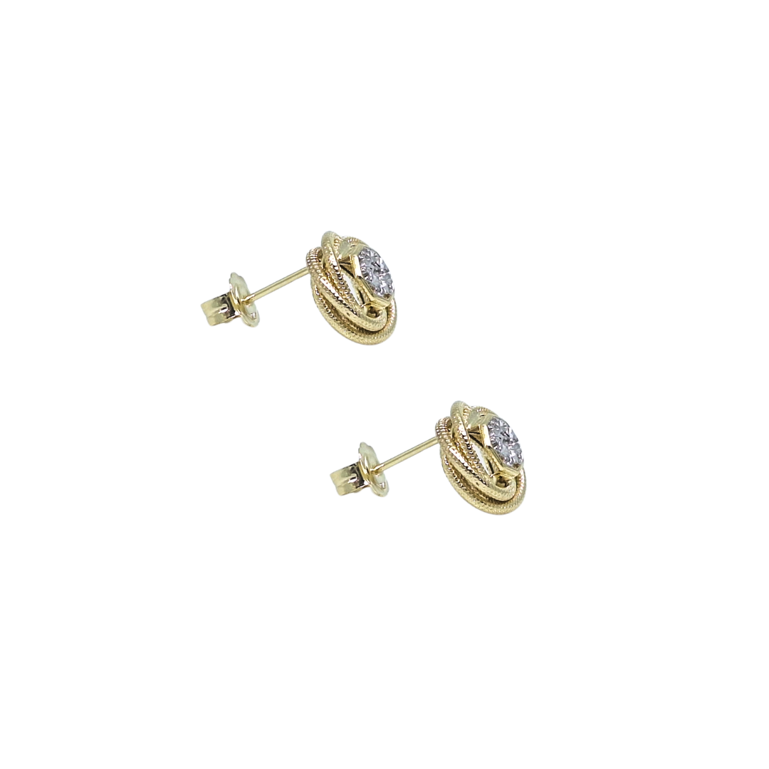 9ct Two Colour Gold Knot Earrings