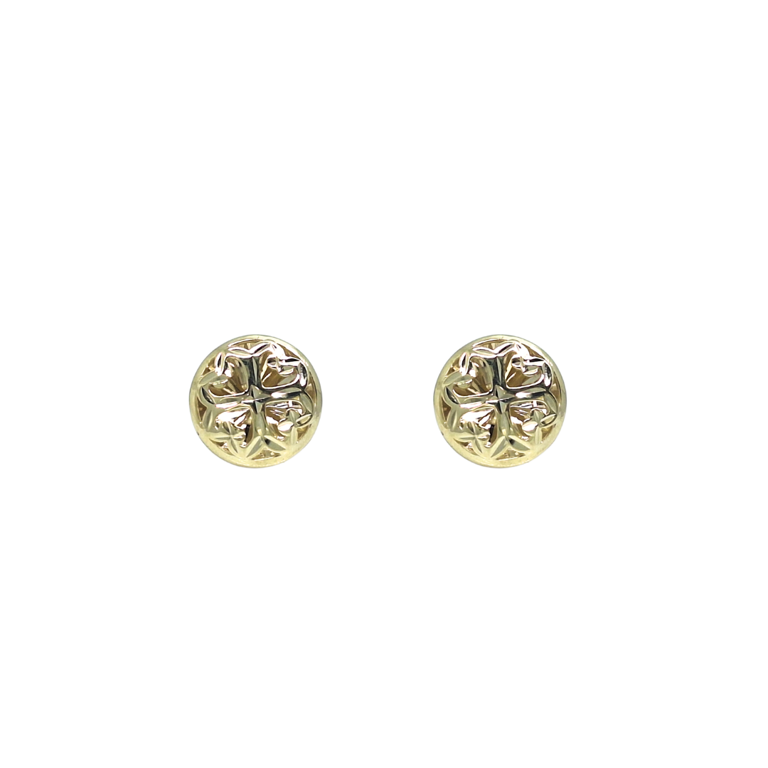 9ct Yellow Gold Faceted Button Stud Earrings