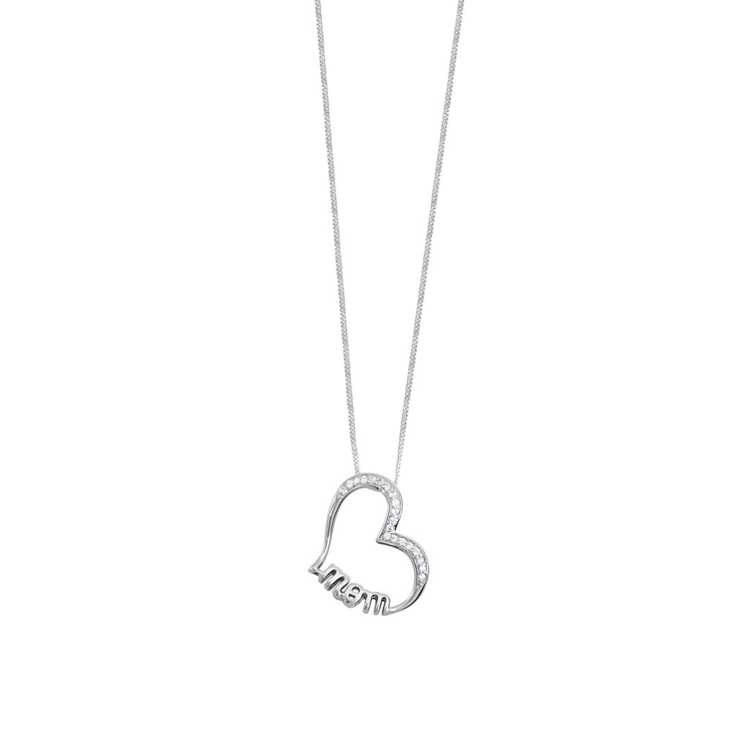 Sterling Silver CZ Mum Pendant & Chain 16"