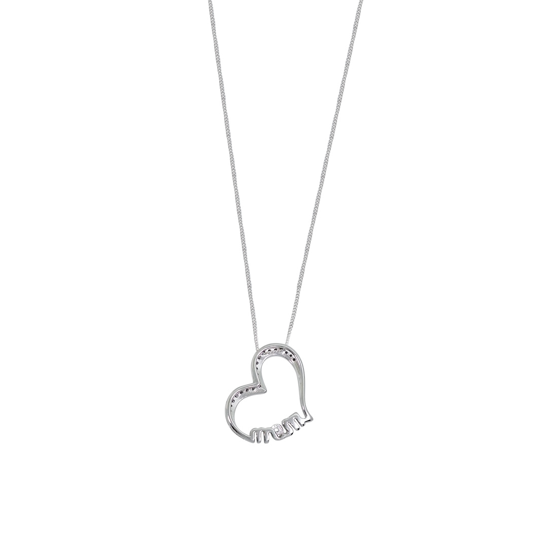 Sterling Silver CZ Mum Pendant & Chain 16"