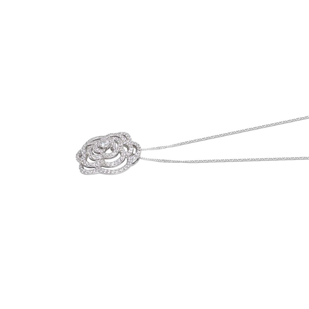 Silver CZ Flower Pendant & Chain