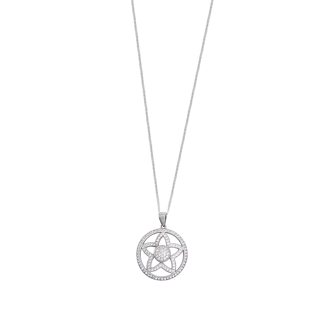 Sterling Silver CZ Pendant & Chain 16"