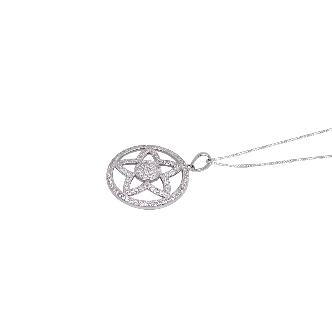 Sterling Silver CZ Pendant & Chain 16"