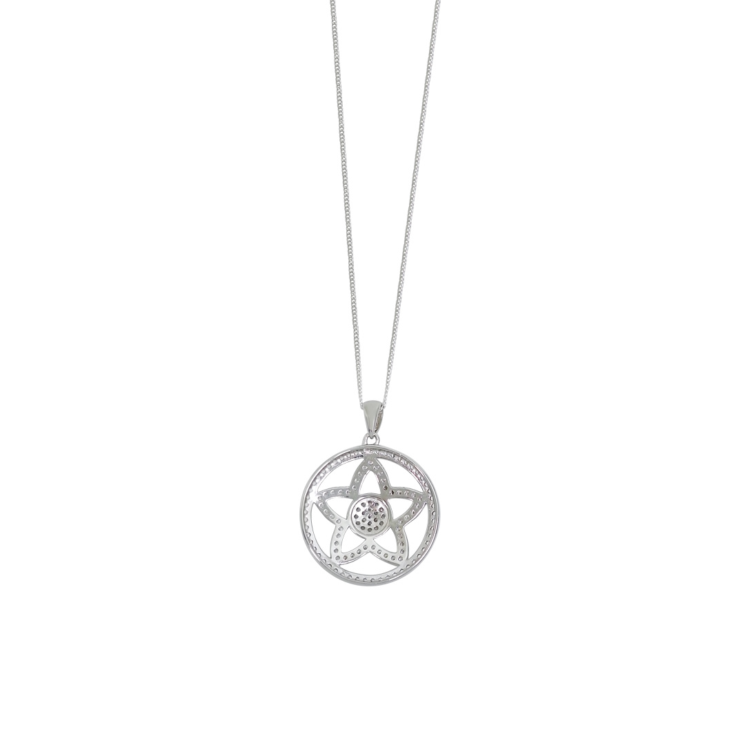 Sterling Silver CZ Pendant & Chain 16"