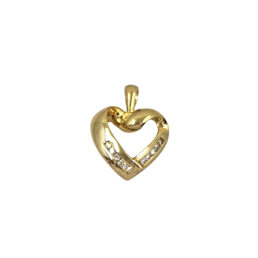9ct Yellow Gold Diamond Heart Pendant 0.1ct
