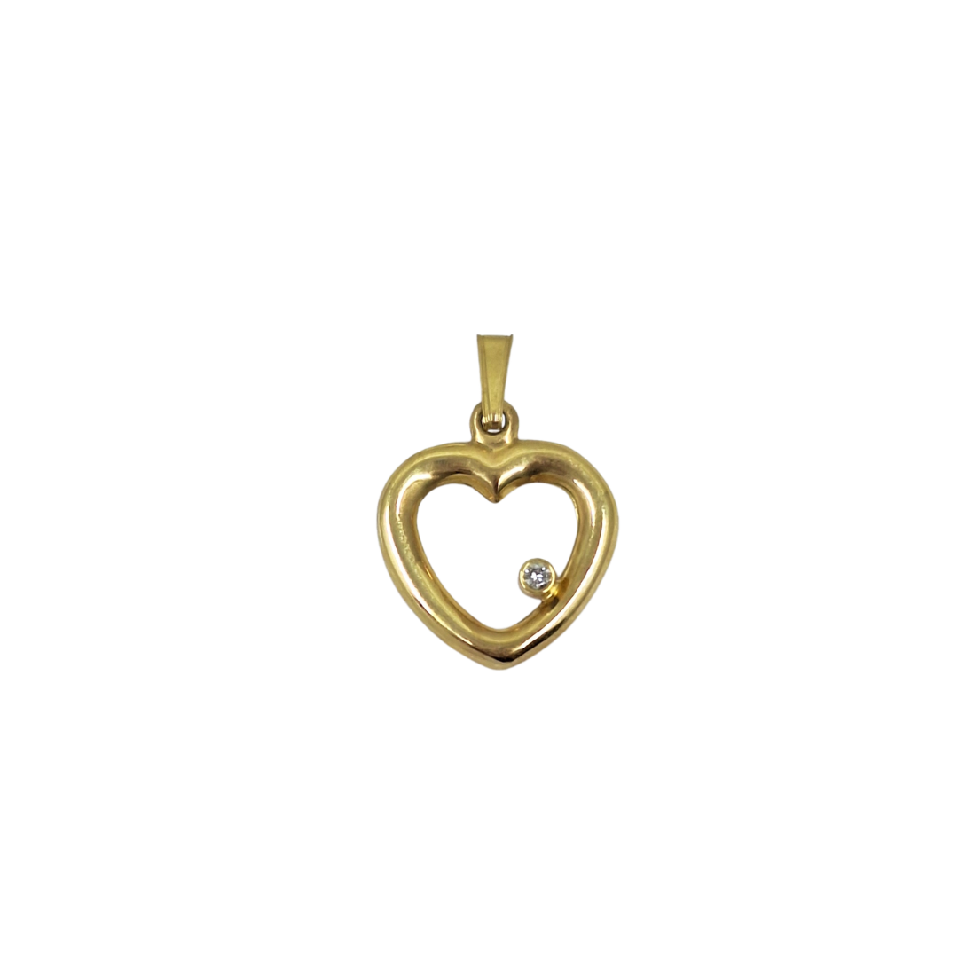 9ct Yellow Gold Diamond Heart Pendant 0.05ct