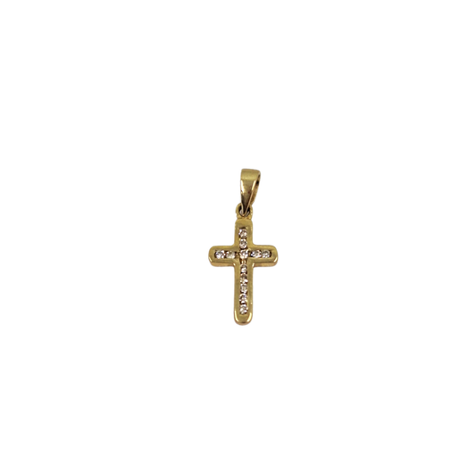 9ct Yellow Gold Diamond Cross Pendant 0.07ct