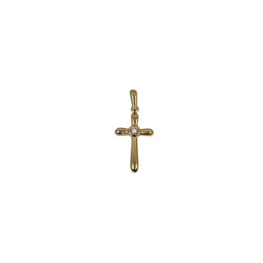 9ct Yellow Gold Diamond Cross Pendant 0.03ct